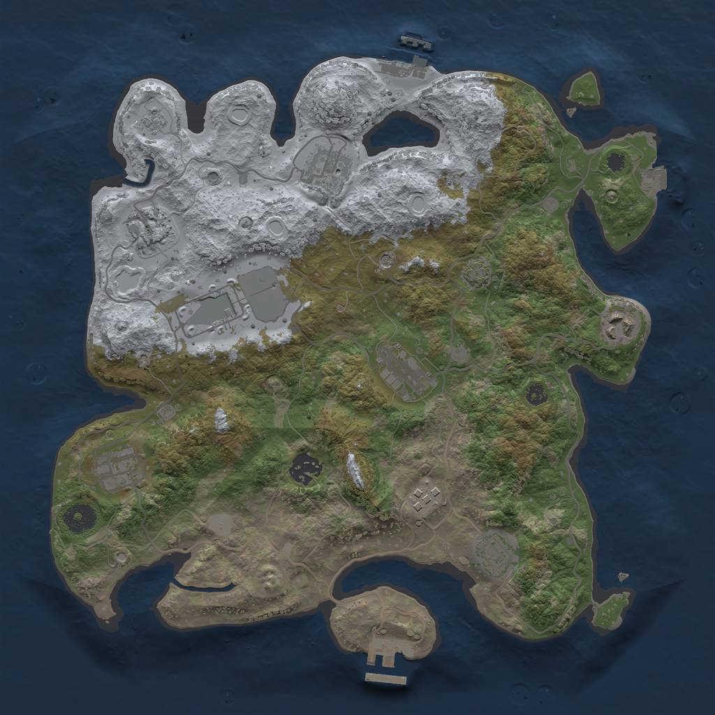 Rust Map: Procedural Map, Size: 3500, Seed: 97423419, 17 Monuments