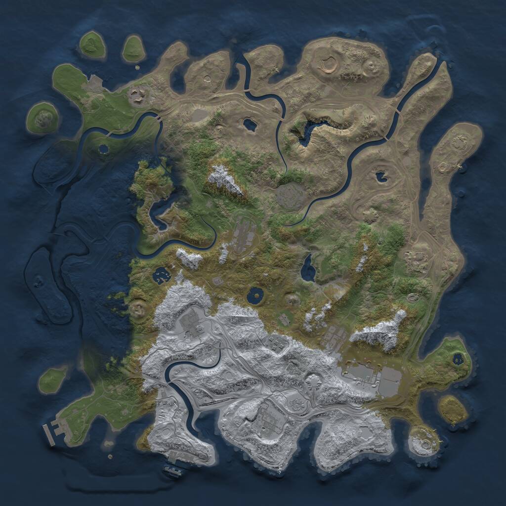Rust Map: Procedural Map, Size: 4500, Seed: 7092024, 17 Monuments