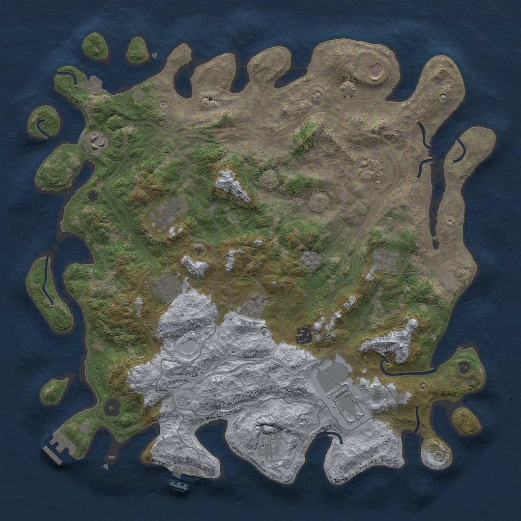 Rust Map: Procedural Map, Size: 4500, Seed: 7092024, 19 Monuments