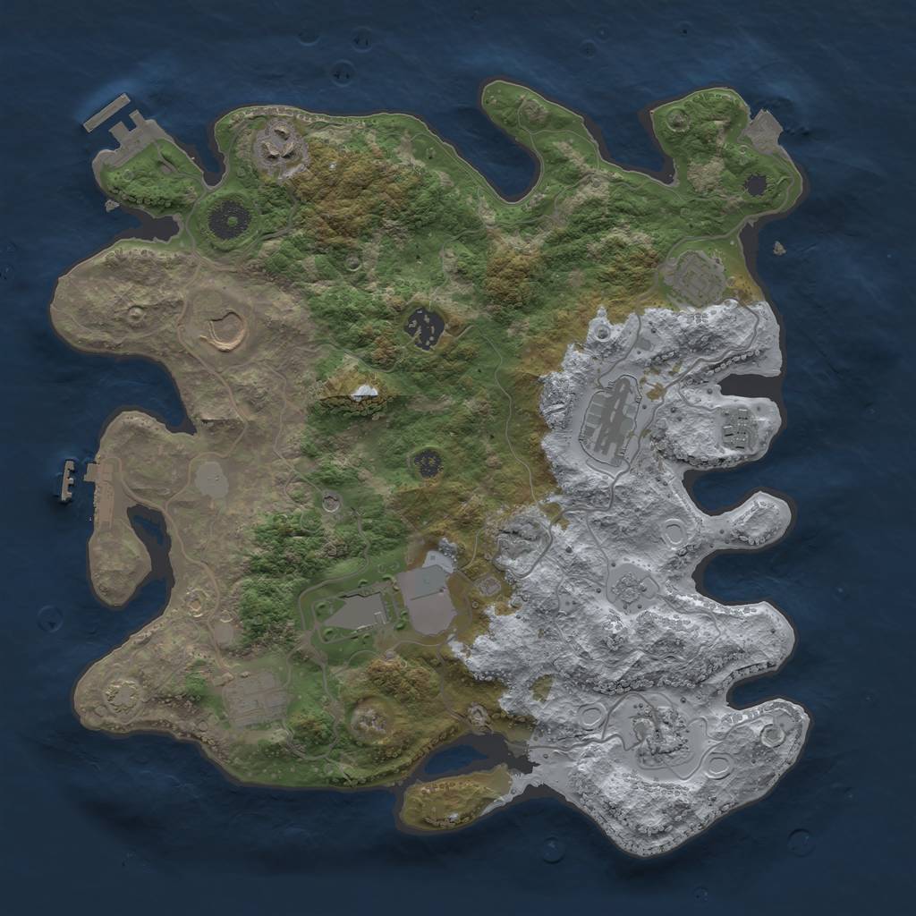 Rust Map: Procedural Map, Size: 3500, Seed: 631449701, 17 Monuments