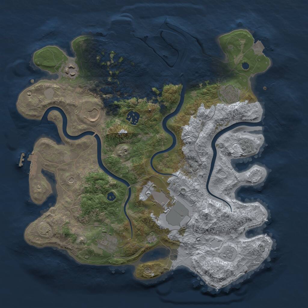 Rust Map: Procedural Map, Size: 3500, Seed: 631449701, 13 Monuments