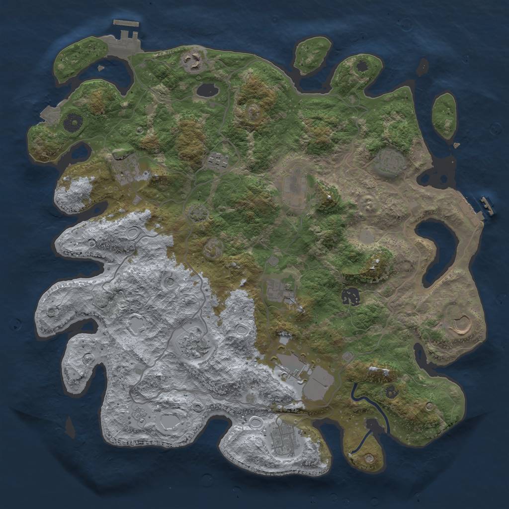 Rust Map: Procedural Map, Size: 4000, Seed: 242870274, 19 Monuments