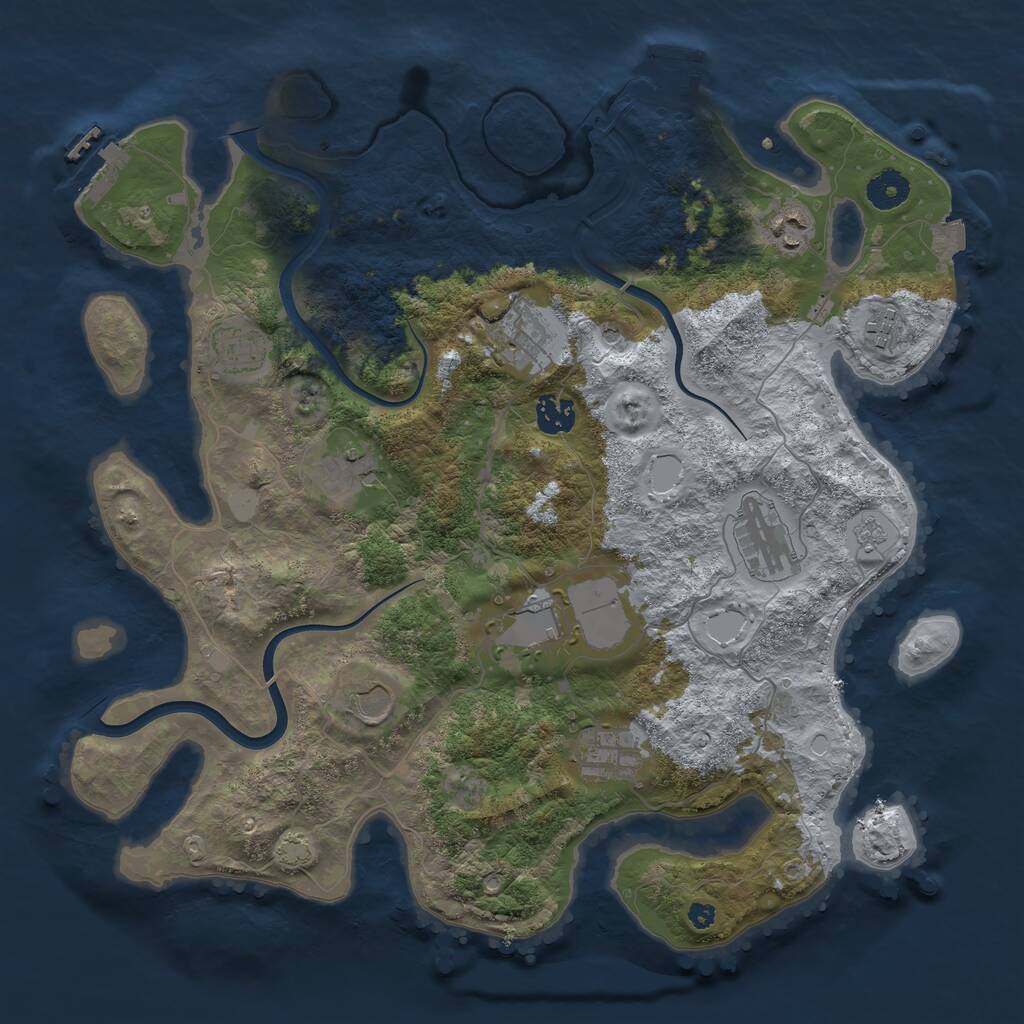 Rust Map: Procedural Map, Size: 3800, Seed: 284693612, 16 Monuments