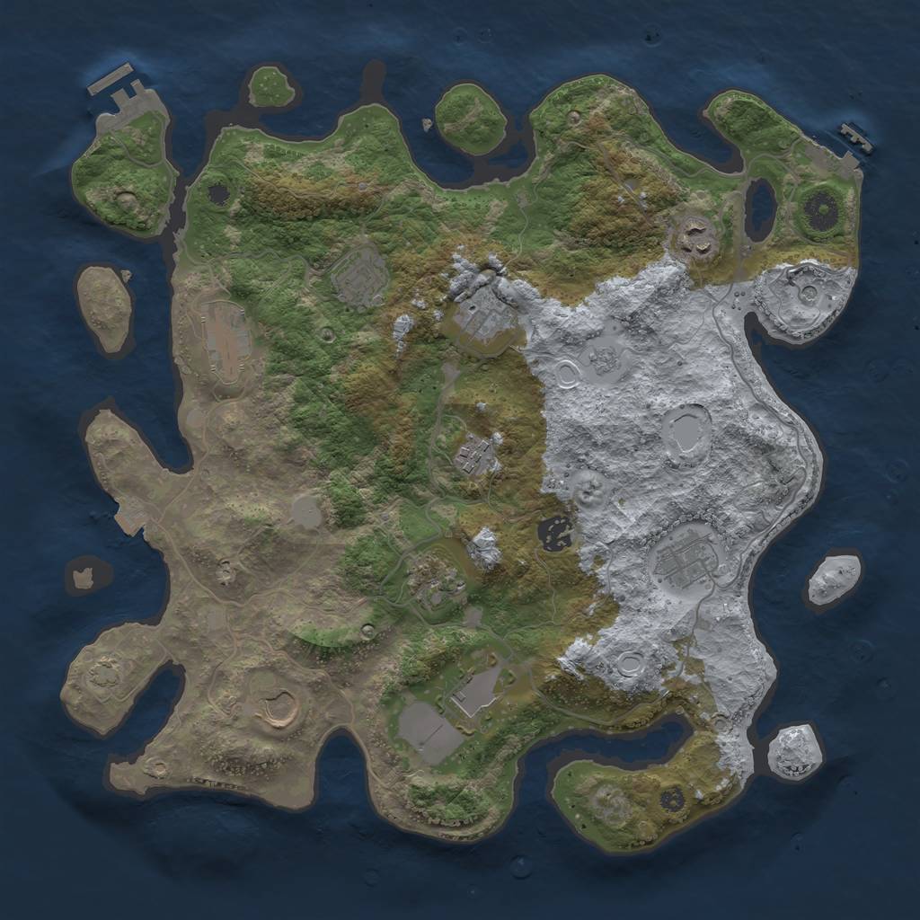 Rust Map: Procedural Map, Size: 3800, Seed: 284693612, 18 Monuments