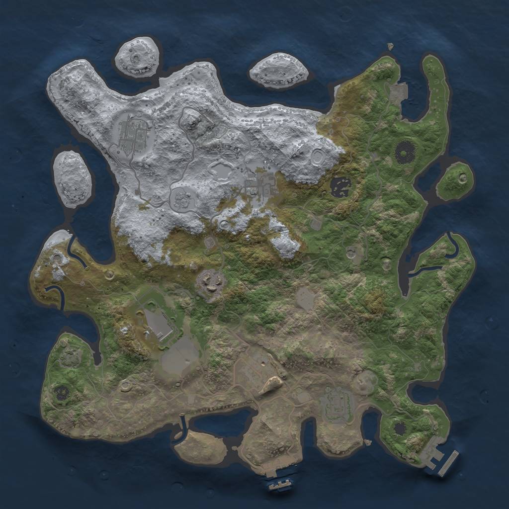 Rust Map: Procedural Map, Size: 3500, Seed: 1383327340, 15 Monuments