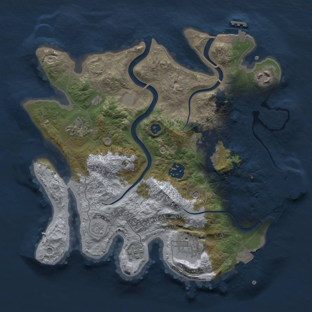Rust Map: Procedural Map, Size: 3000, Seed: 341719931, 12 Monuments