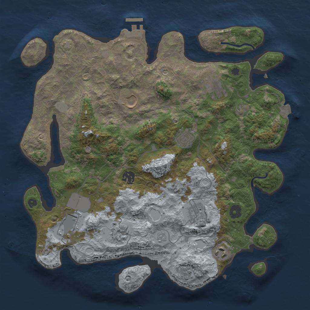 Rust Map: Procedural Map, Size: 3600, Seed: 98765113, 16 Monuments