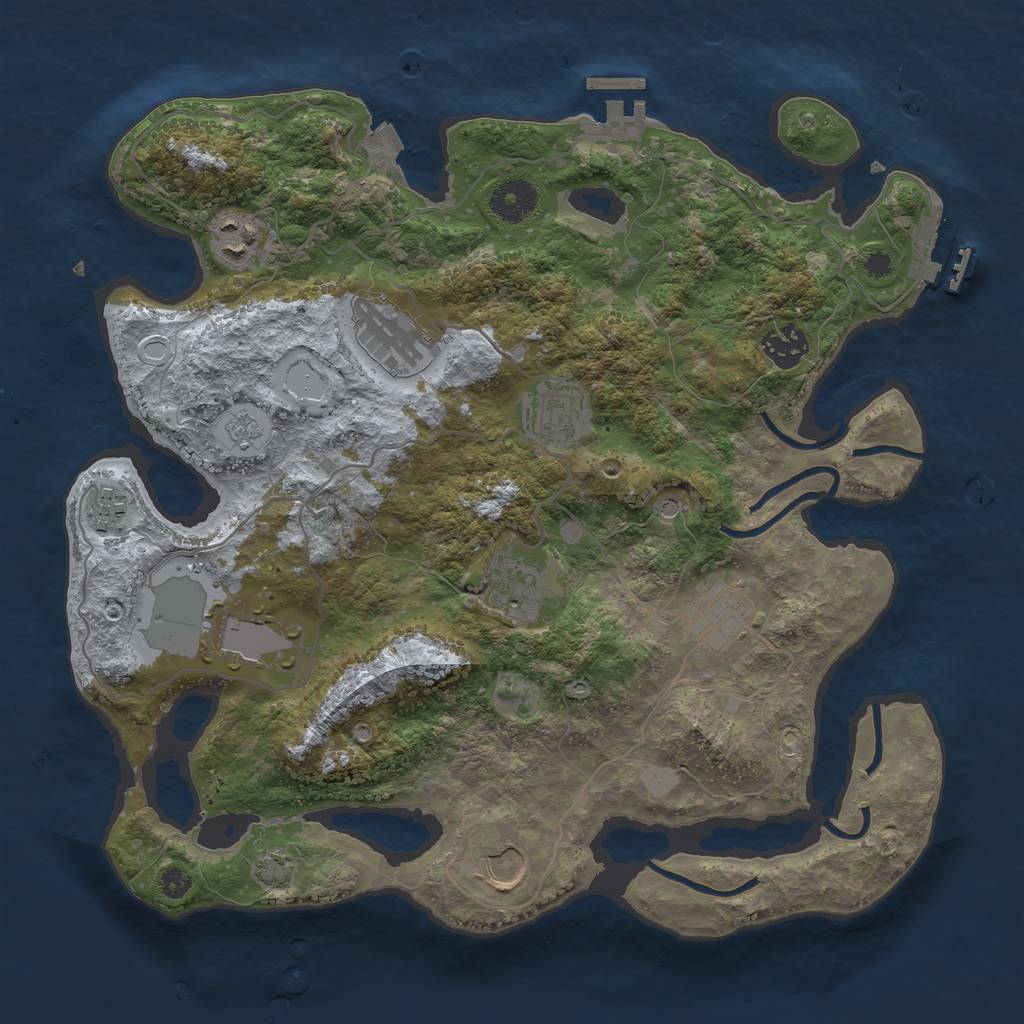 Rust Map: Procedural Map, Size: 3500, Seed: 496100375, 17 Monuments