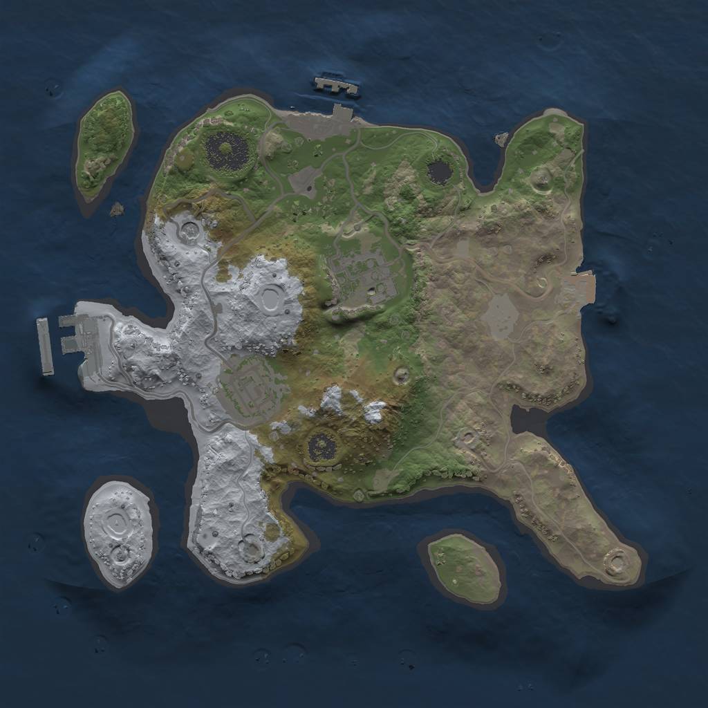 Rust Map: Procedural Map, Size: 2500, Seed: 864048863, 8 Monuments