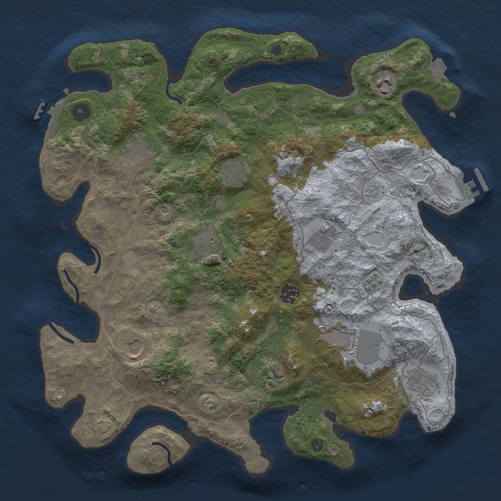 Rust Map: Procedural Map, Size: 4000, Seed: 185102905, 19 Monuments