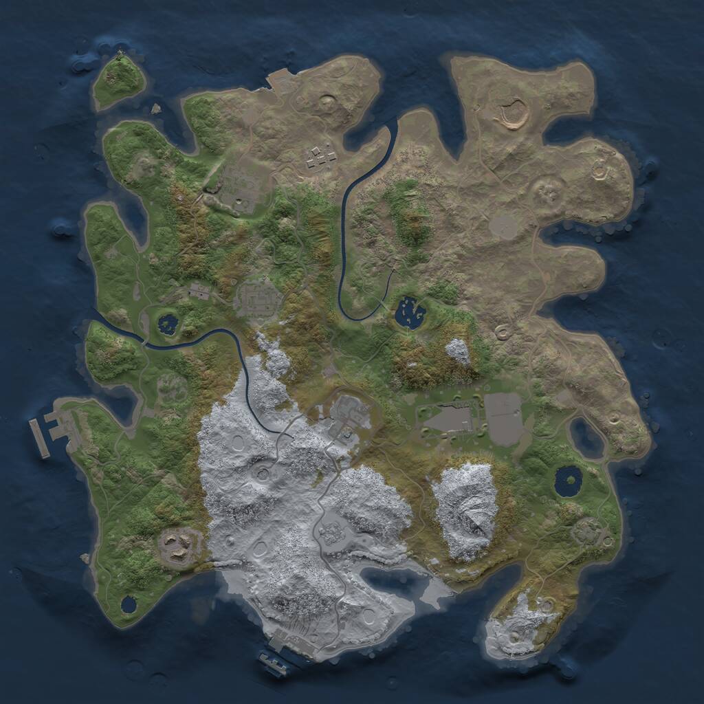 Rust Map: Procedural Map, Size: 3500, Seed: 866299438, 14 Monuments