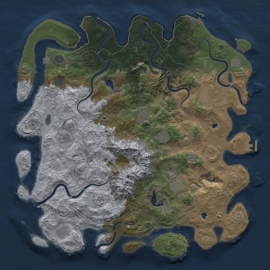 Rust Map: Procedural Map, Size: 5000, Seed: 1239922618, 19 Monuments