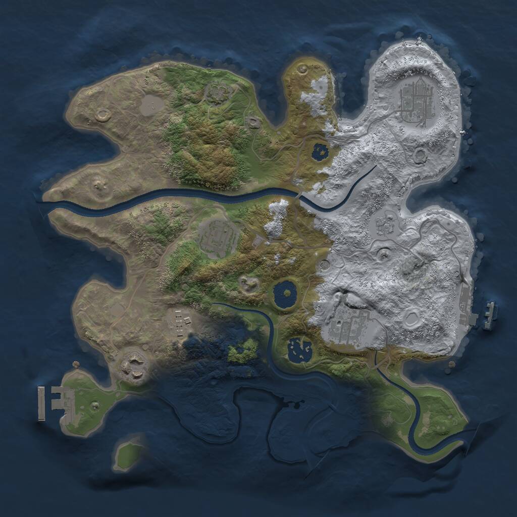 Rust Map: Procedural Map, Size: 3000, Seed: 958429892, 12 Monuments
