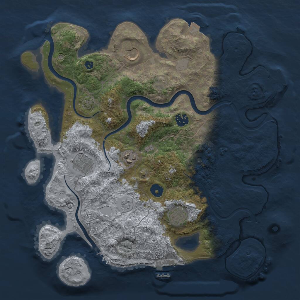Rust Map: Procedural Map, Size: 3500, Seed: 1803844312, 11 Monuments