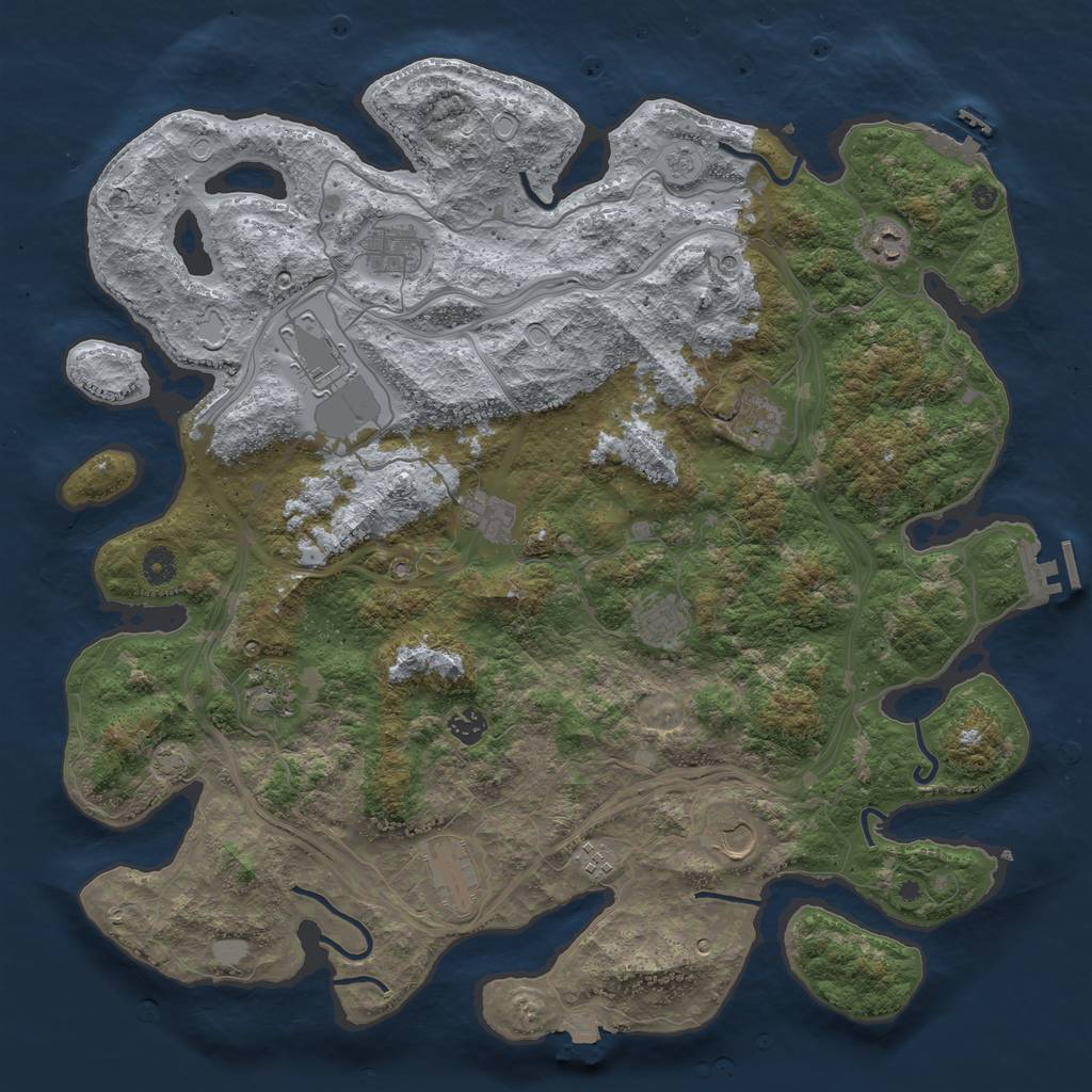 Rust Map: Procedural Map, Size: 4500, Seed: 2034964025, 19 Monuments