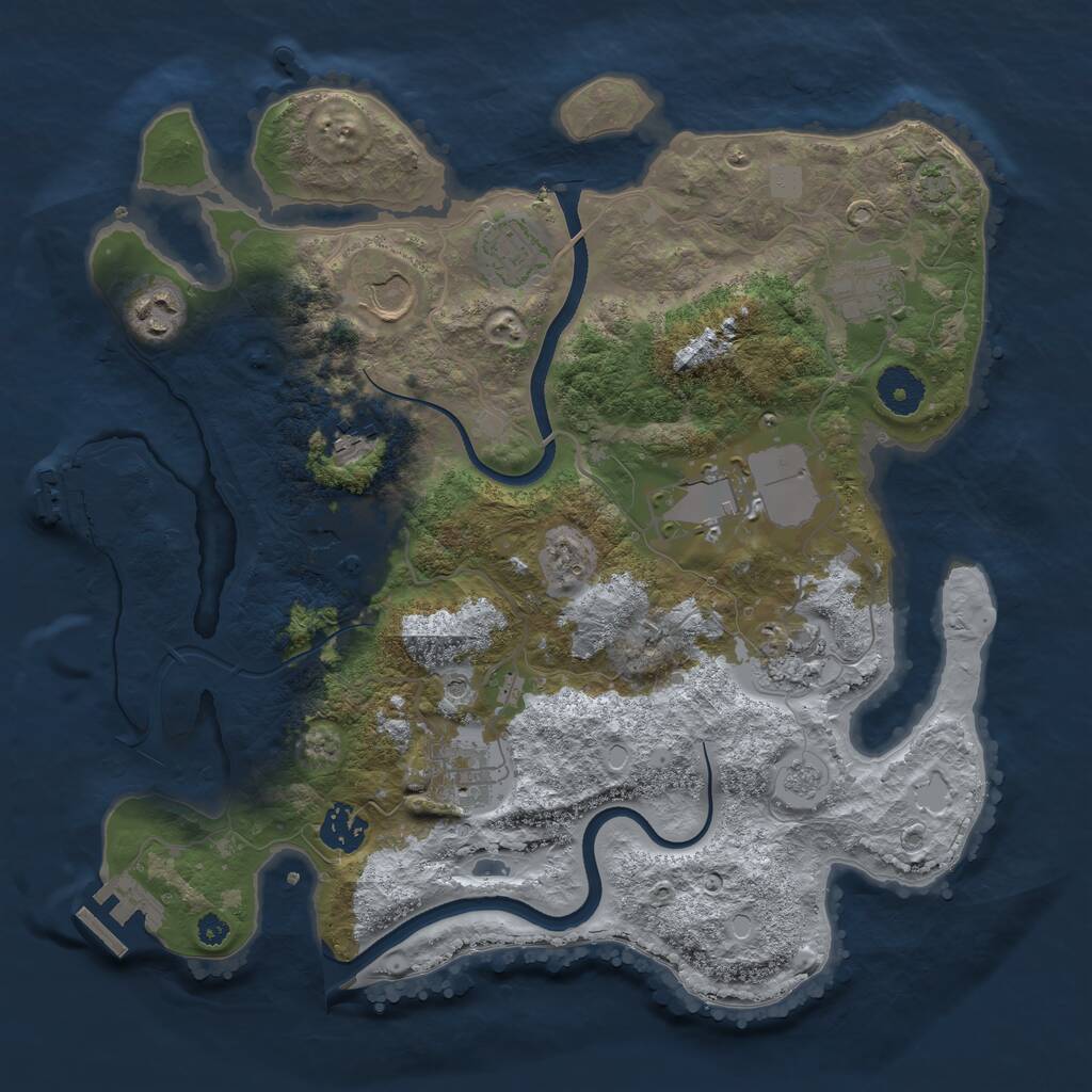 Rust Map: Procedural Map, Size: 3500, Seed: 1325826374, 16 Monuments