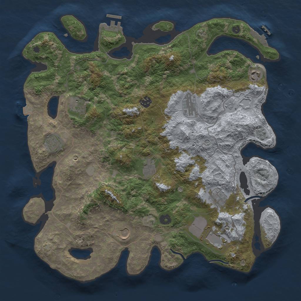 Rust Map: Procedural Map, Size: 4000, Seed: 1609701556, 18 Monuments