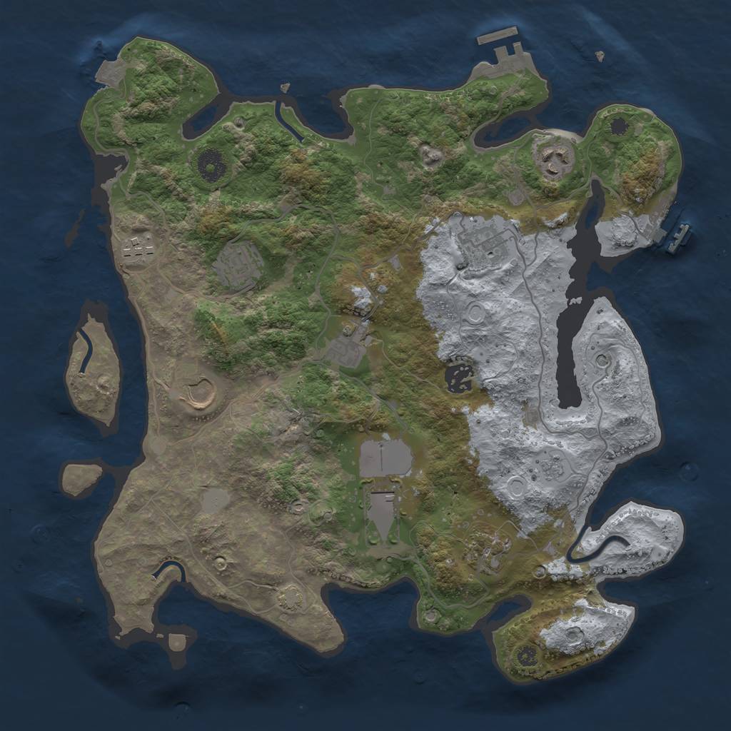 Rust Map: Procedural Map, Size: 3600, Seed: 4574357, 17 Monuments