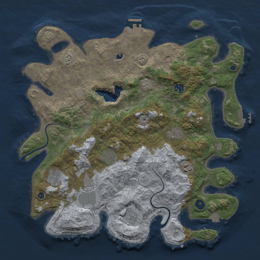 Rust Map: Procedural Map, Size: 4000, Seed: 334726990, 14 Monuments