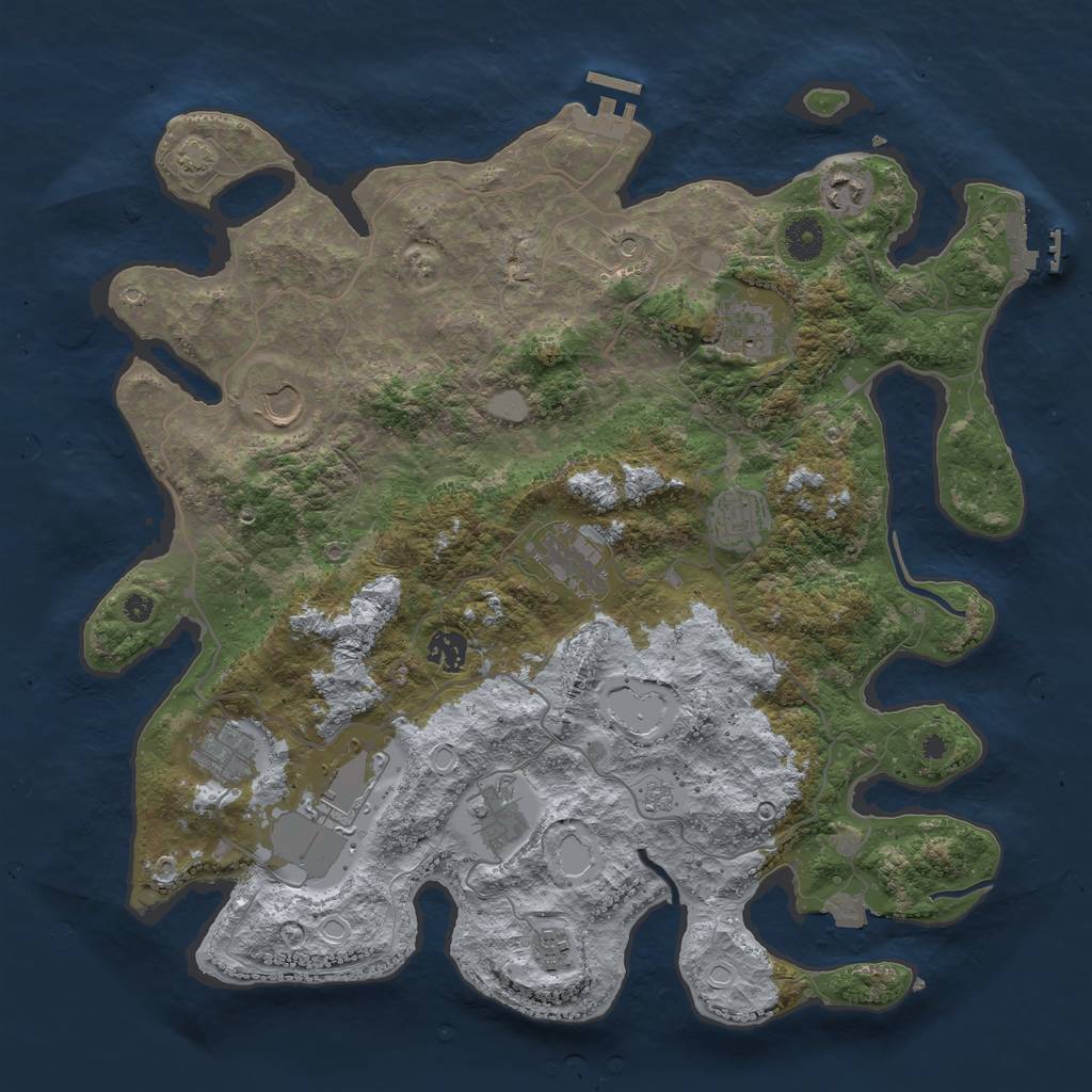 Rust Map: Procedural Map, Size: 4000, Seed: 334726990, 18 Monuments