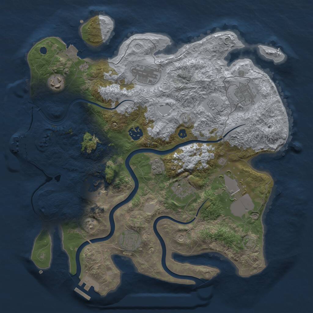 Rust Map: Procedural Map, Size: 3500, Seed: 1306709734, 17 Monuments