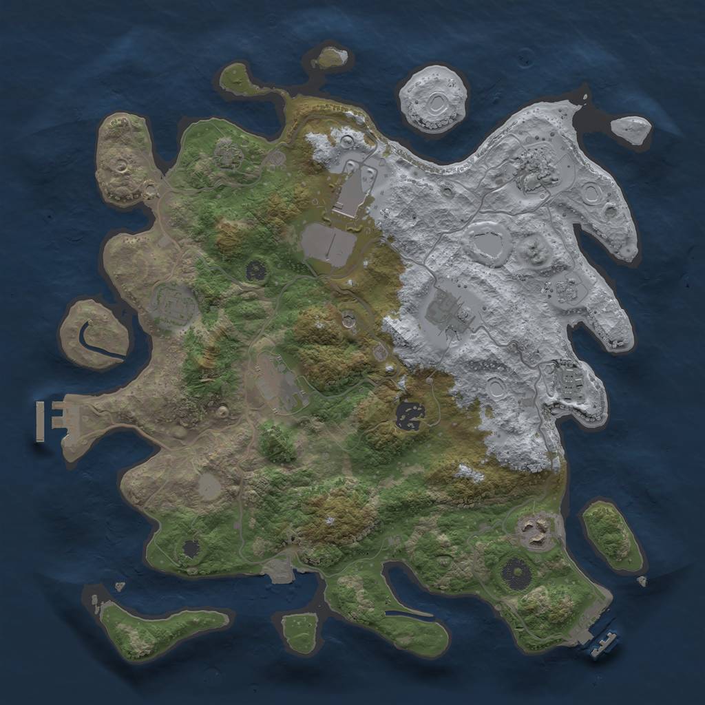 Rust Map: Procedural Map, Size: 3500, Seed: 1188681728, 16 Monuments