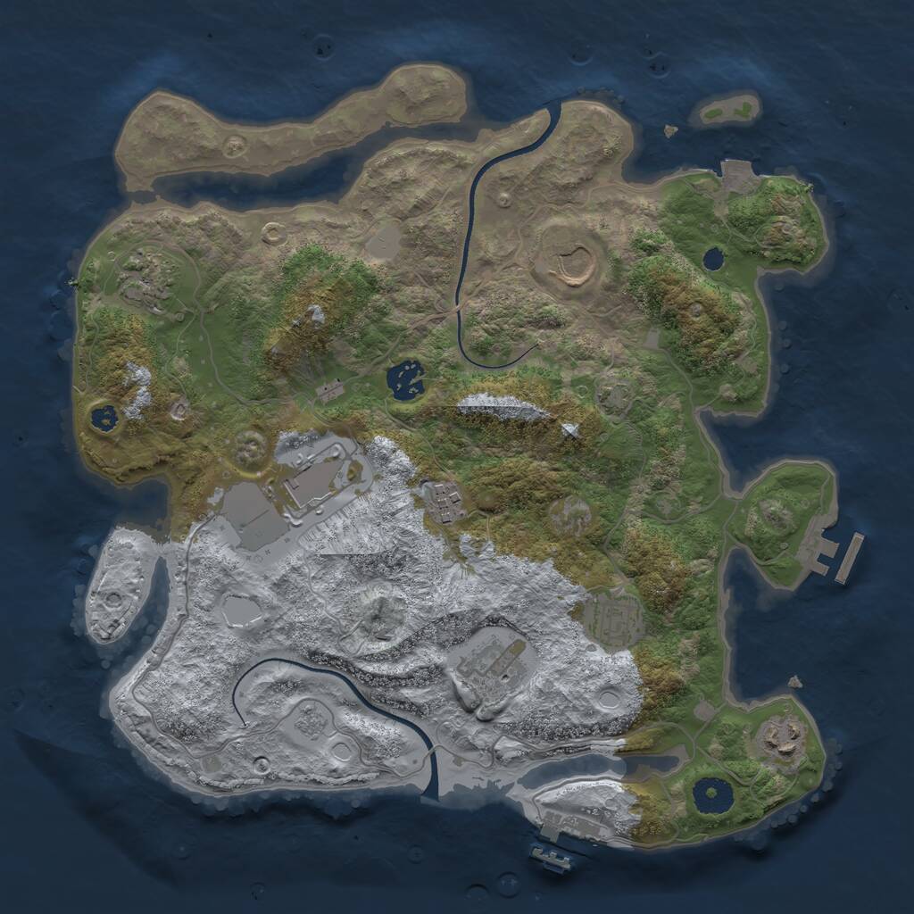 Rust Map: Procedural Map, Size: 3500, Seed: 541750222, 13 Monuments