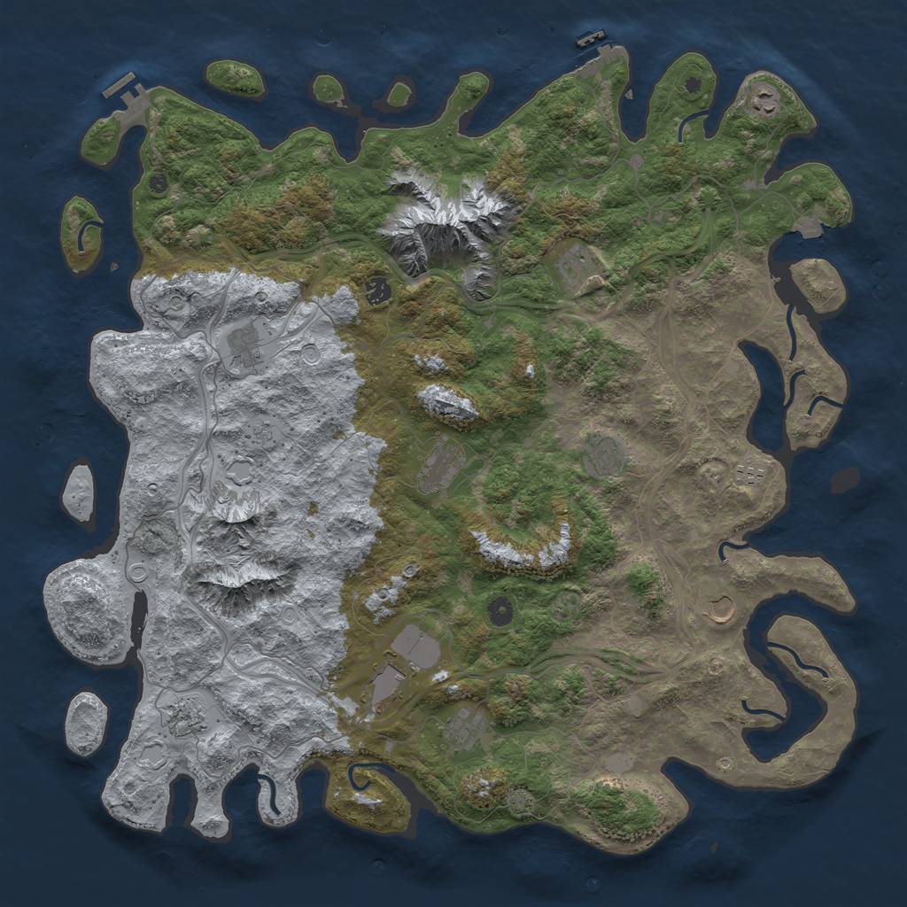 Rust Map: Procedural Map, Size: 5000, Seed: 6666666, 19 Monuments