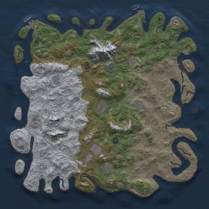 Thumbnail Rust Map: Procedural Map, Size: 5000, Seed: 6666666, 19 Monuments