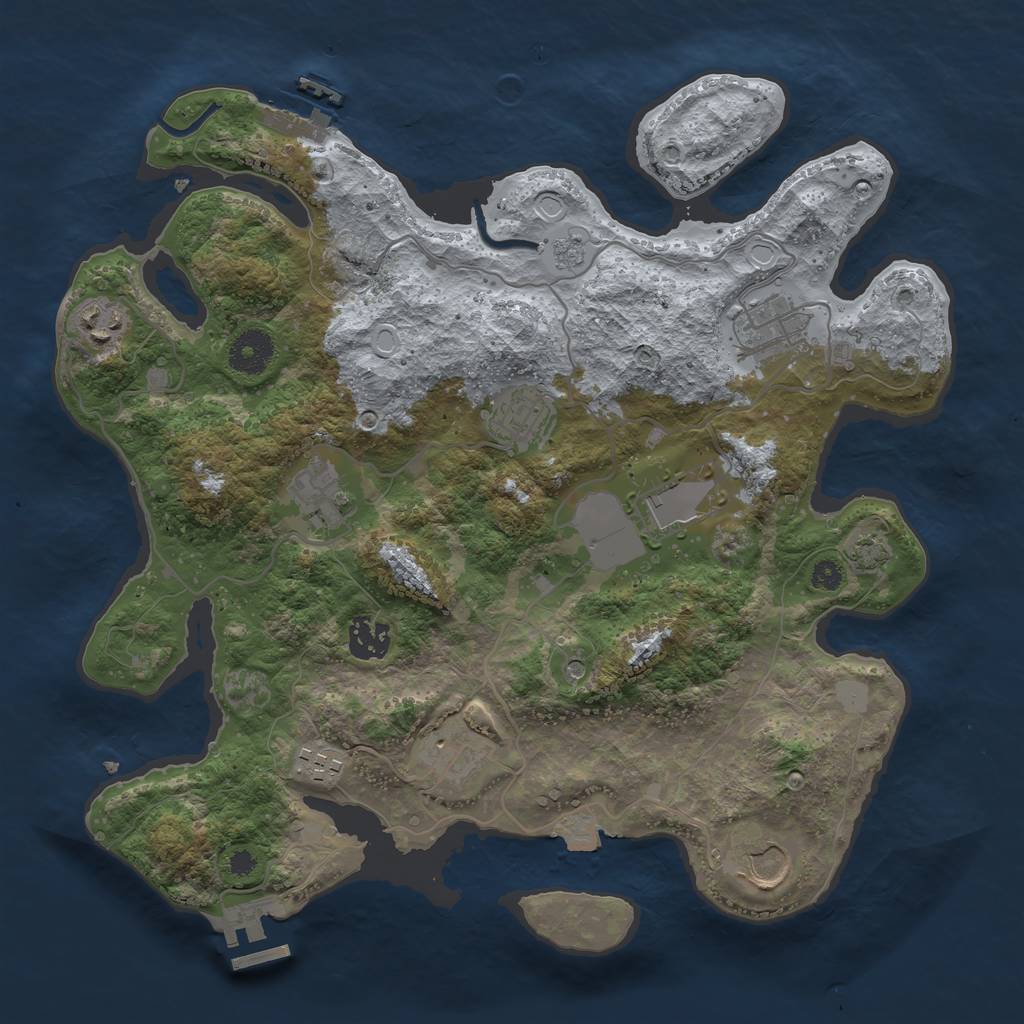 Rust Map: Procedural Map, Size: 3500, Seed: 934189625, 17 Monuments