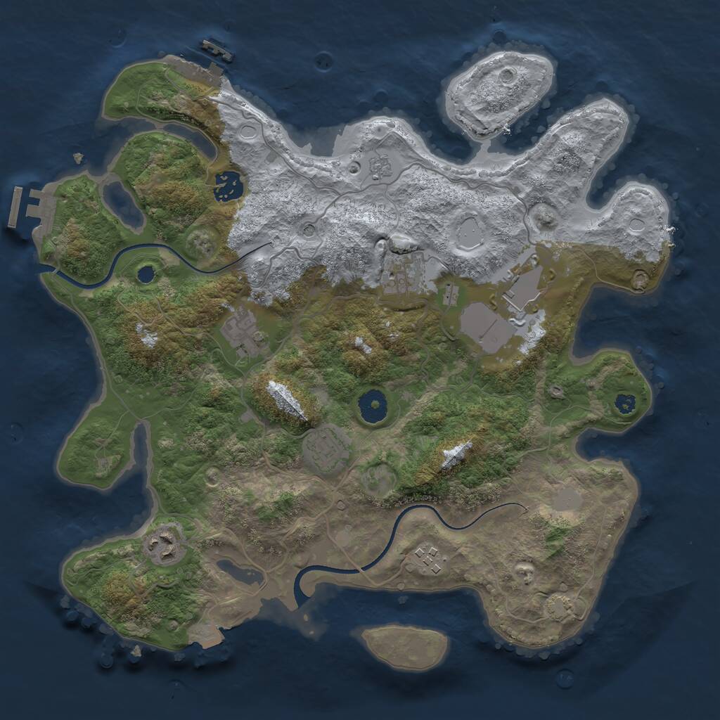 Rust Map: Procedural Map, Size: 3500, Seed: 934189625, 13 Monuments
