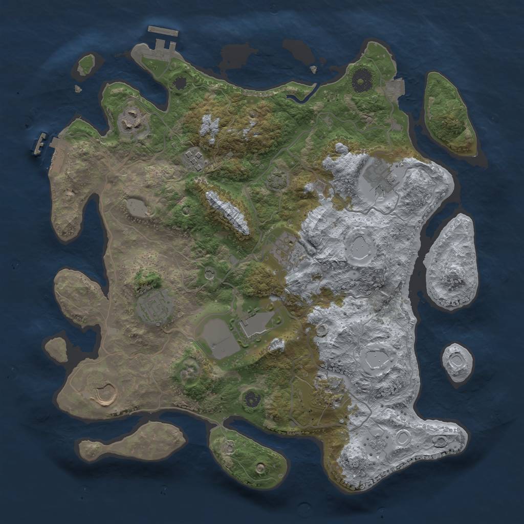 Rust Map: Procedural Map, Size: 3500, Seed: 2003312723, 16 Monuments