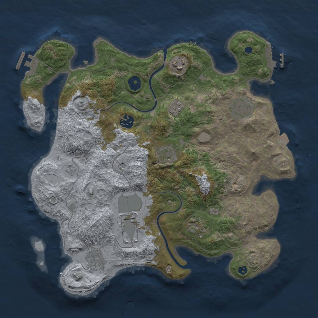 Rust Map: Procedural Map, Size: 3500, Seed: 50924, 14 Monuments