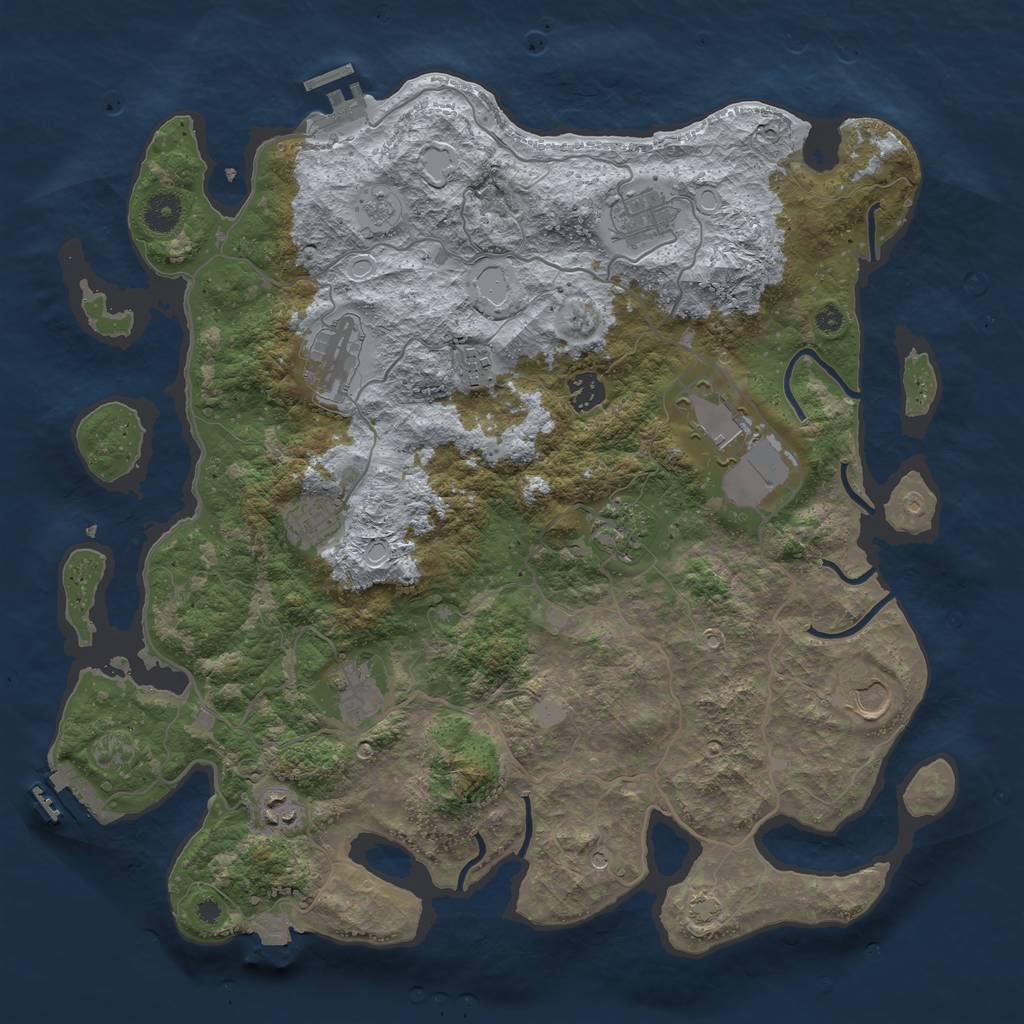 Rust Map: Procedural Map, Size: 4000, Seed: 2004, 18 Monuments