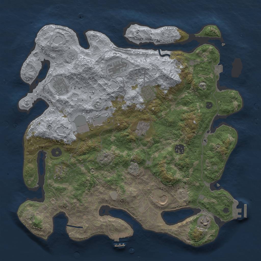 Rust Map: Procedural Map, Size: 3900, Seed: 75216863, 18 Monuments