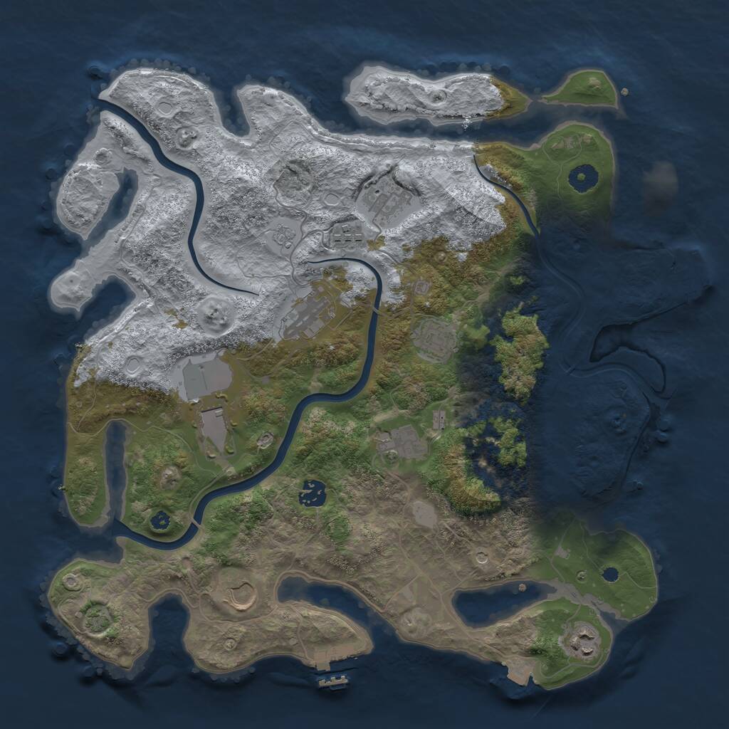 Rust Map: Procedural Map, Size: 3900, Seed: 75216863, 17 Monuments
