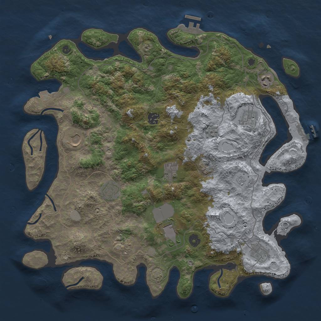 Rust Map: Procedural Map, Size: 4000, Seed: 1088784938, 18 Monuments