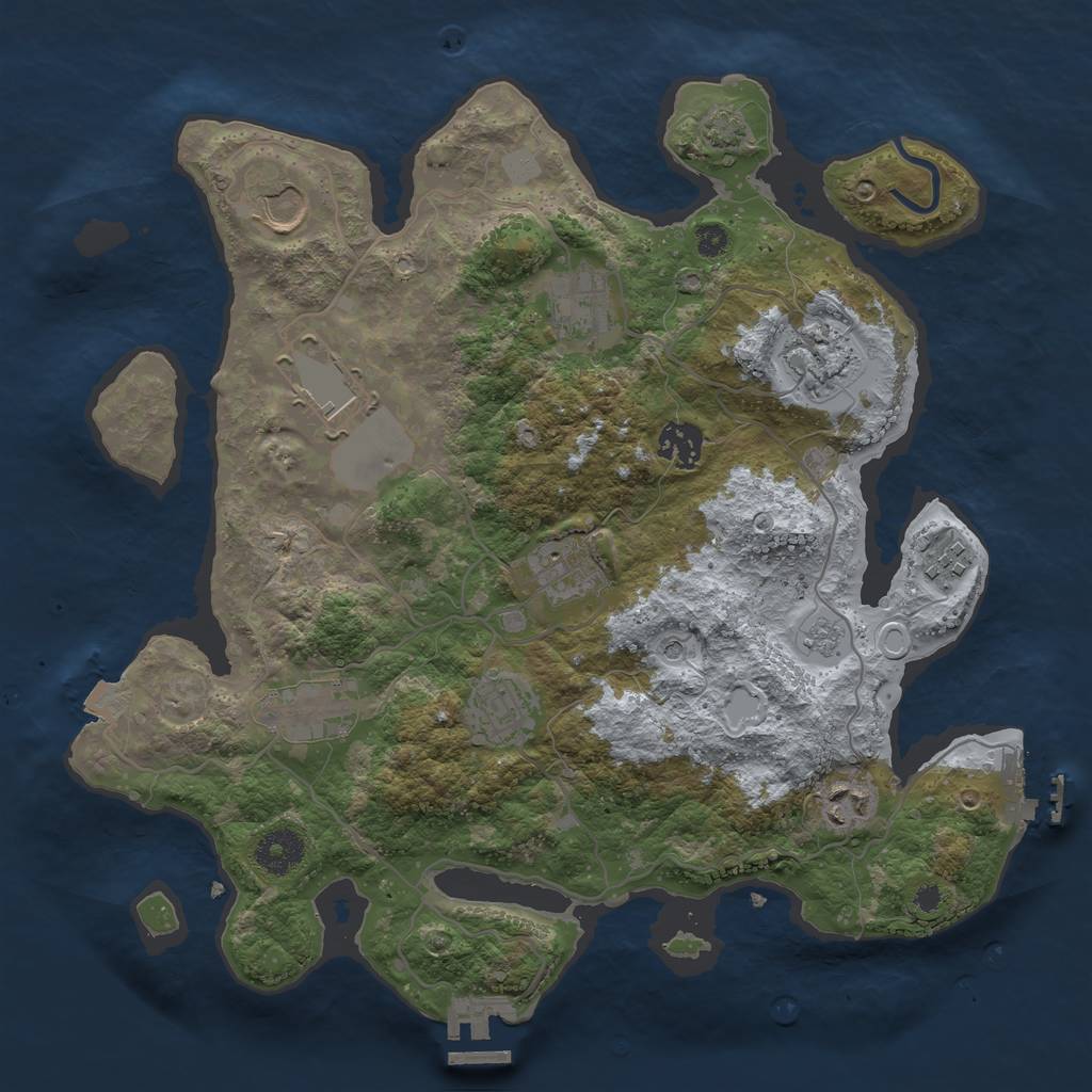 Rust Map: Procedural Map, Size: 3500, Seed: 1966479465, 18 Monuments