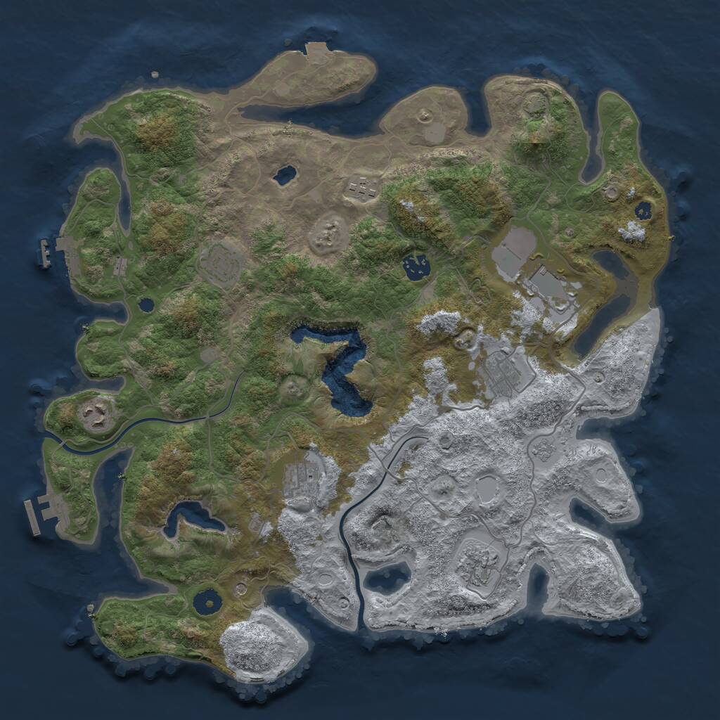 Rust Map: Procedural Map, Size: 4000, Seed: 1877462722, 14 Monuments