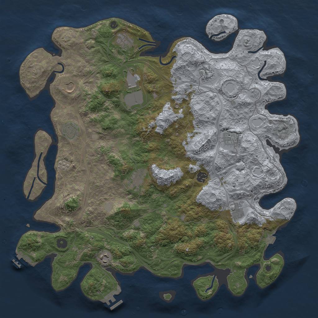 Rust Map: Procedural Map, Size: 4500, Seed: 2555, 19 Monuments