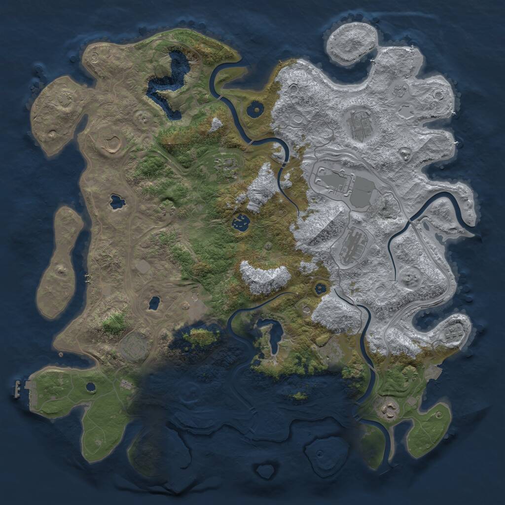 Rust Map: Procedural Map, Size: 4500, Seed: 2555, 17 Monuments