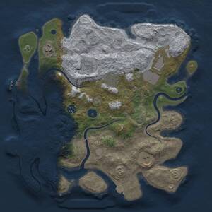Thumbnail Rust Map: Procedural Map, Size: 3500, Seed: 1625373837, 13 Monuments