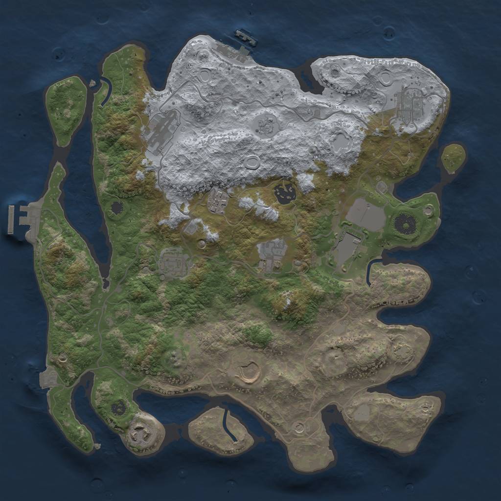 Rust Map: Procedural Map, Size: 3500, Seed: 1625373837, 17 Monuments