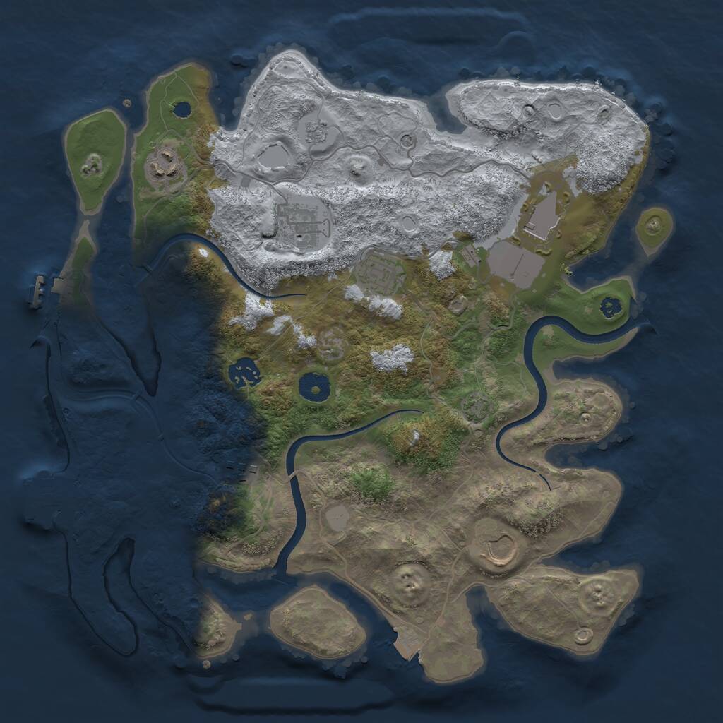 Rust Map: Procedural Map, Size: 3500, Seed: 1625373837, 13 Monuments
