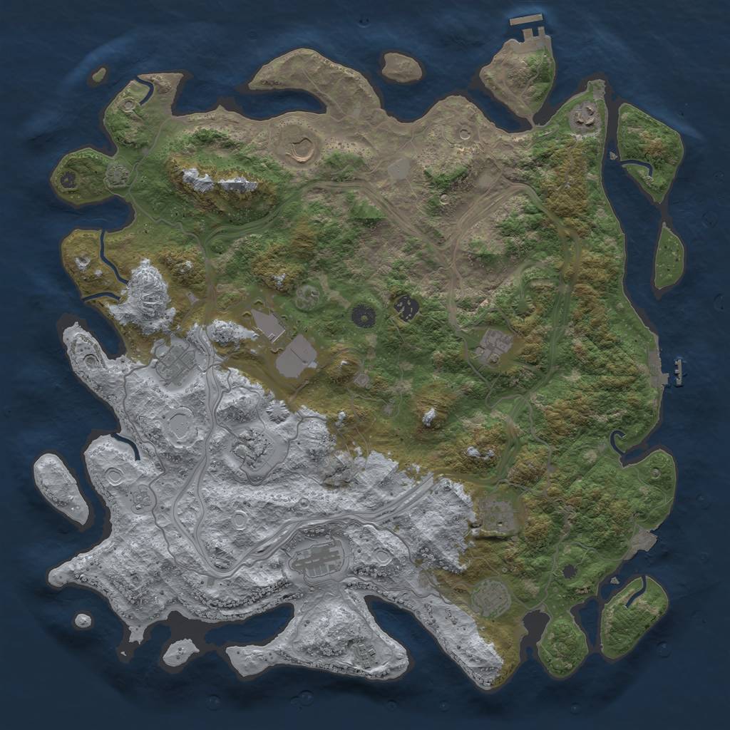Rust Map: Procedural Map, Size: 4500, Seed: 1851791292, 19 Monuments