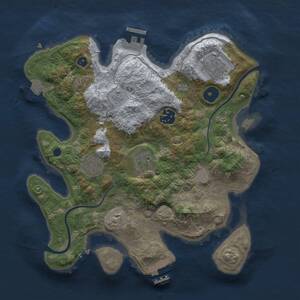 Thumbnail Rust Map: Procedural Map, Size: 3000, Seed: 1063038159, 9 Monuments