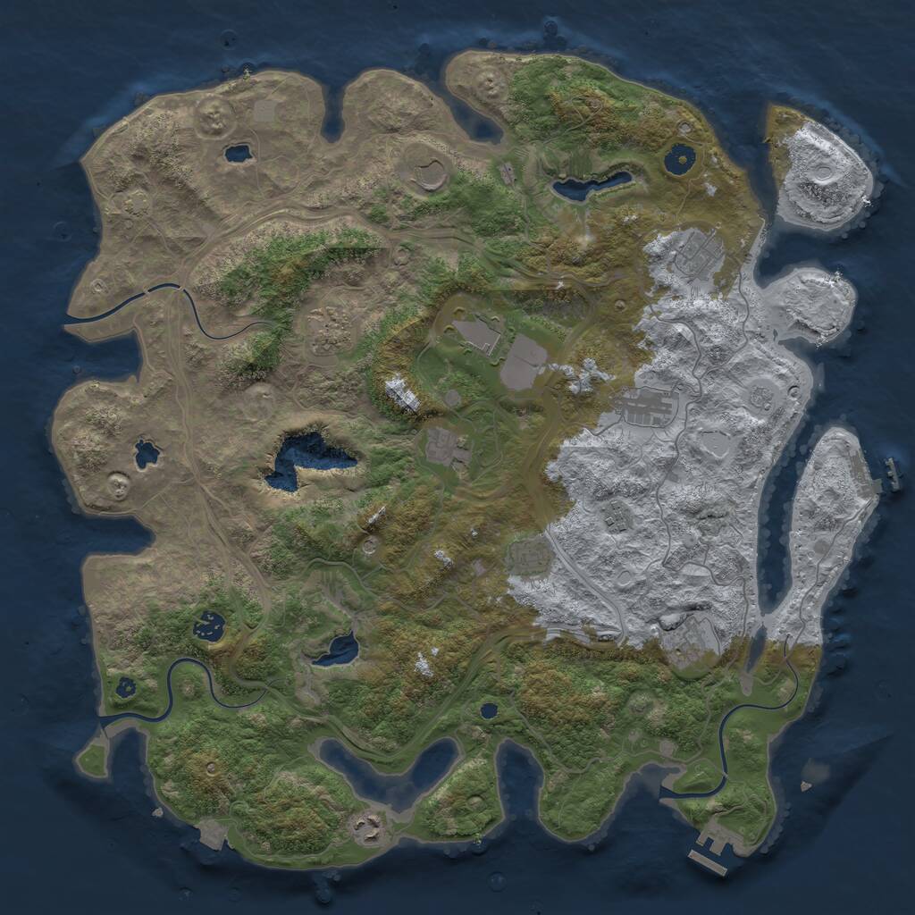 Rust Map: Procedural Map, Size: 4500, Seed: 727766660, 17 Monuments