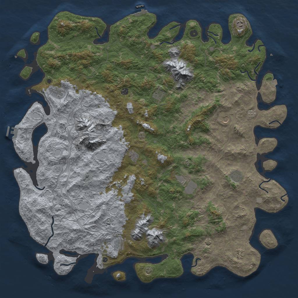 Rust Map: Procedural Map, Size: 6000, Seed: 366055712, 19 Monuments