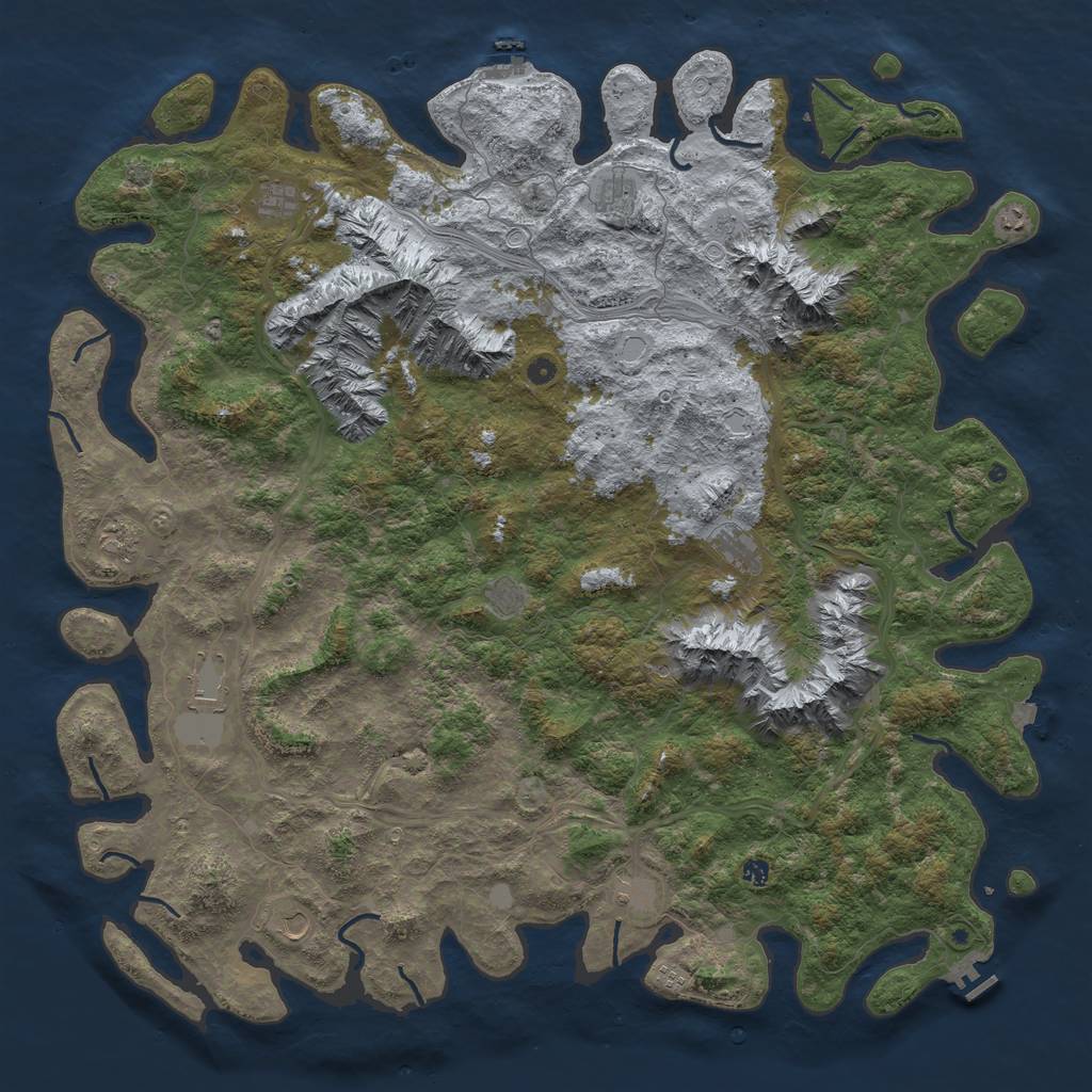 Rust Map: Procedural Map, Size: 6000, Seed: 84726582, 19 Monuments