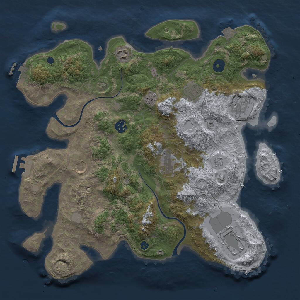 Rust Map: Procedural Map, Size: 3600, Seed: 539487162, 14 Monuments